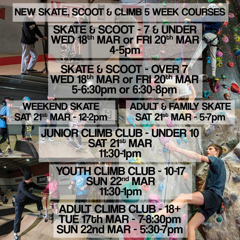 New Skate, Scoot & Climb 5 Week Courses